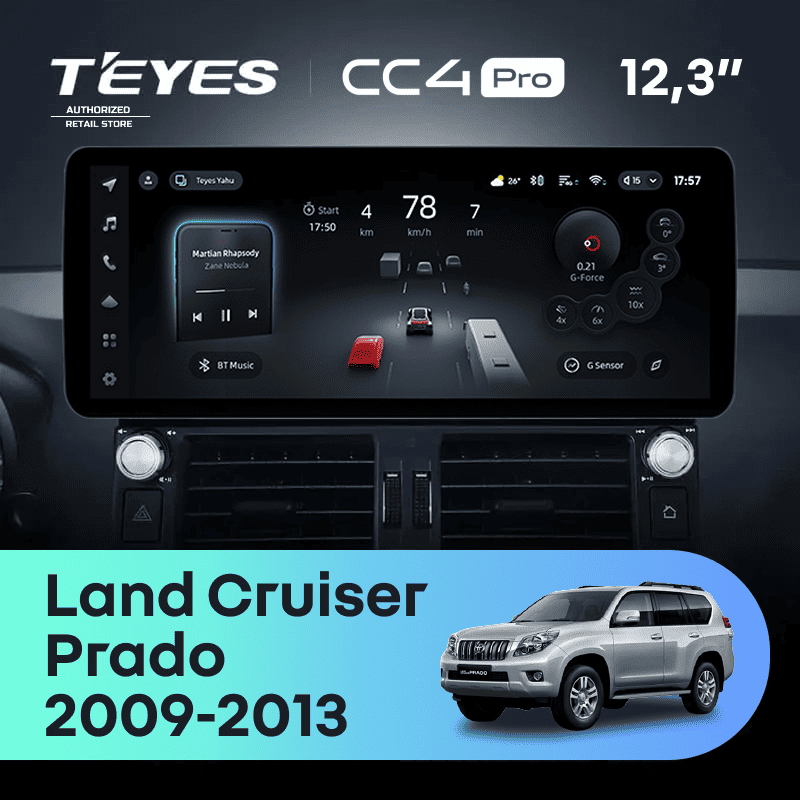 Штатная магнитола Teyes CC4 Pro 12.3" 12/256 Toyota Land Cruiser Prado 150 (2009-2013)