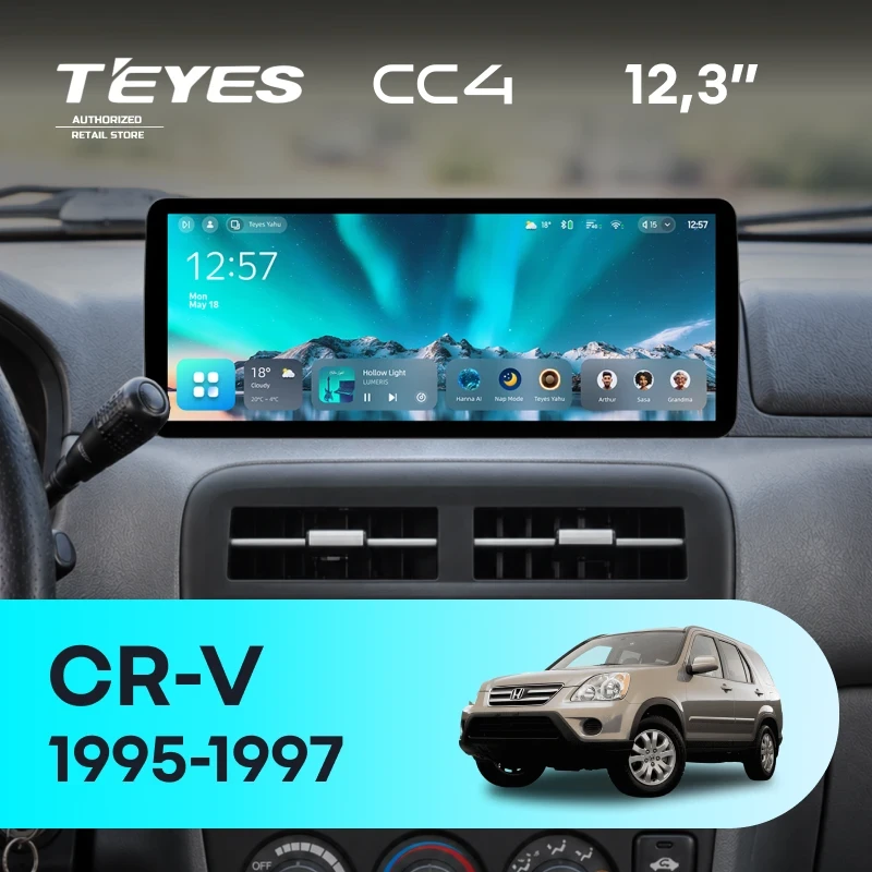 Штатная магнитола Teyes CC4 12.3" 8/128 Honda CR-V (1995-1997)
