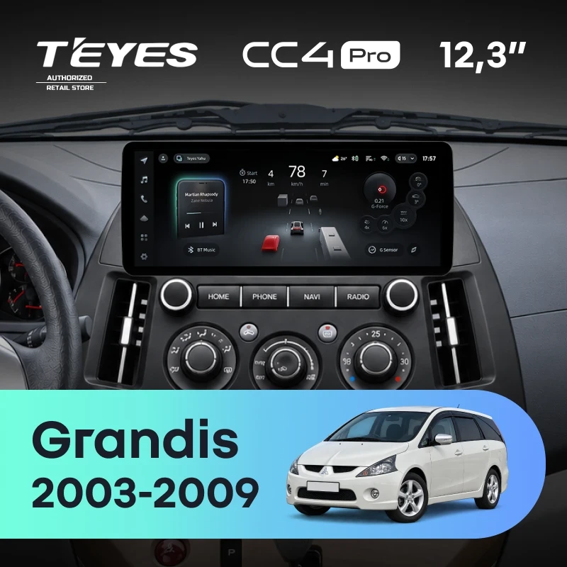 Штатная магнитола Teyes CC4 Pro 12.3" 8/128 Mitsubishi Grandis 1 (2003-2009) (авто с кондиционером)