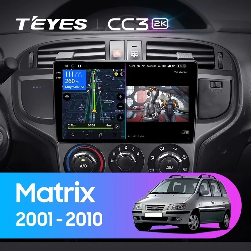 Штатная магнитола Teyes CC3 2K 4/32 Hyundai Matrix (2001-2010)