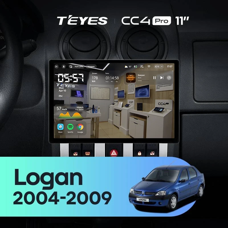 Штатная магнитола Teyes CC4 Pro 12/256 Renault Logan 1 (2004-2009) (11")