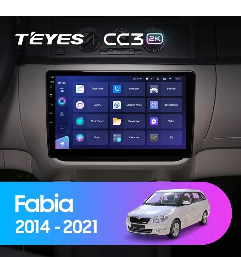 Штатная магнитола Teyes CC3 2K 360 6/128 Skoda Fabia (2014-2021)