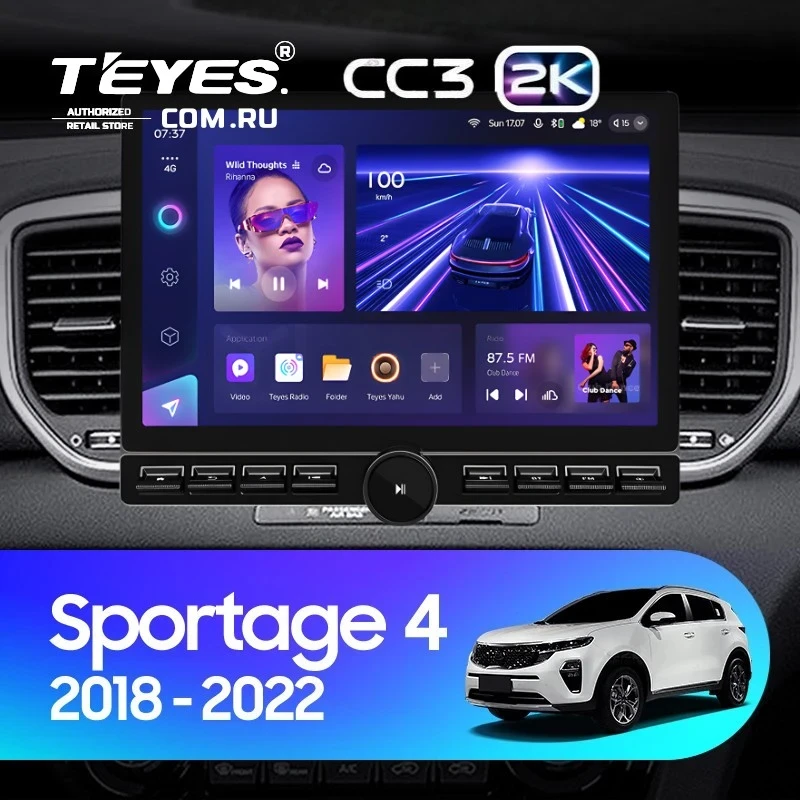 Штатная магнитола Teyes CC3 2K 6/128 Kia Sportage 4 QL (2018-2022) Тип-B (13" с кнопками)