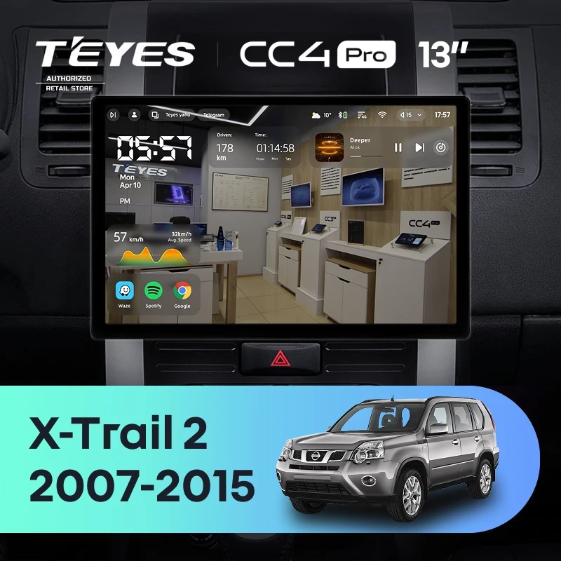 Штатная магнитола Teyes CC4 Pro 12/256 Nissan X-Trail T31 (2007-2015) (13")