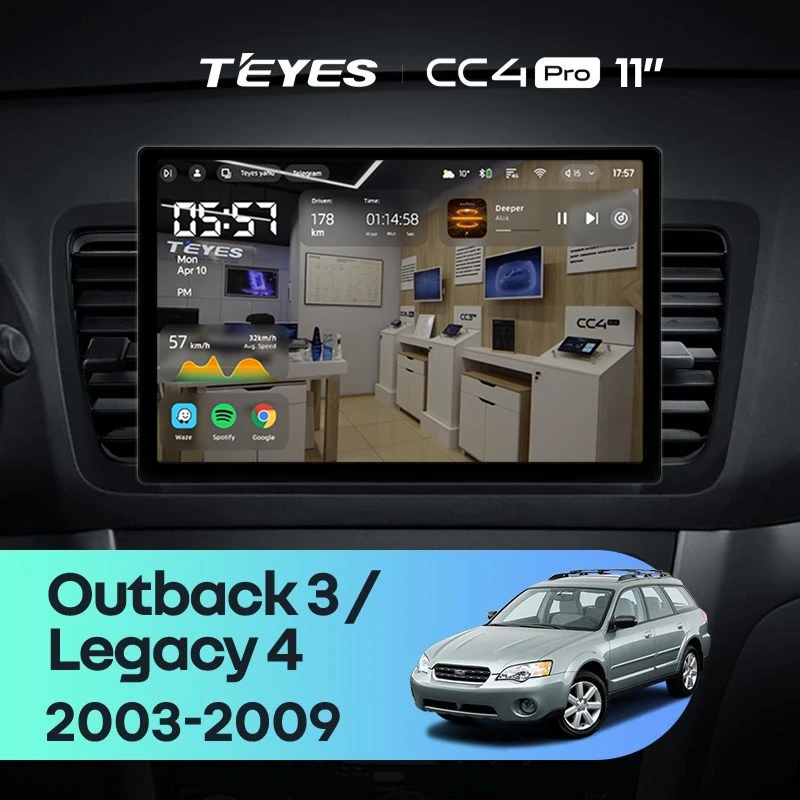 Штатная магнитола Teyes CC4 Pro 8/128 Subaru Outback 3 (2003-2009) (11")